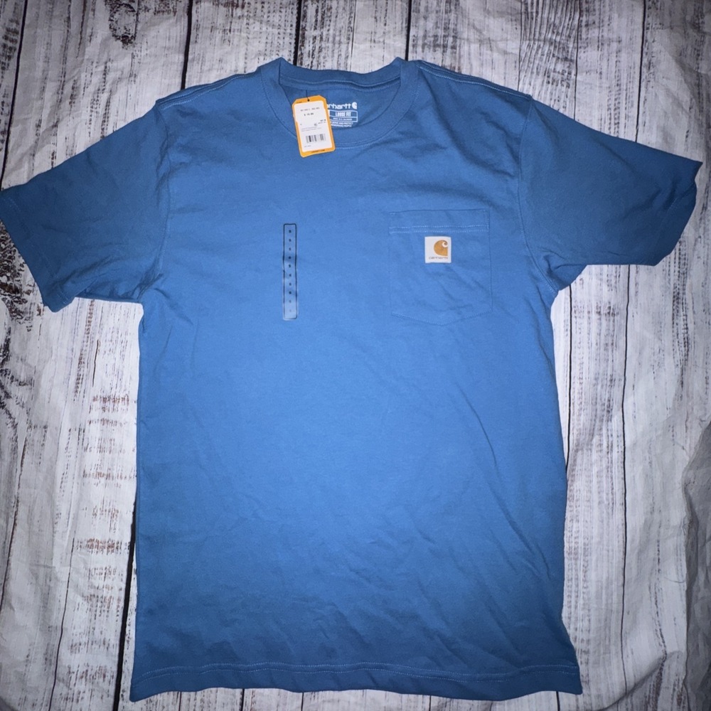Carhartt Men's Small Loose Fit Heavyweight Short Sleeve Pocket T Shirt Blue NWT